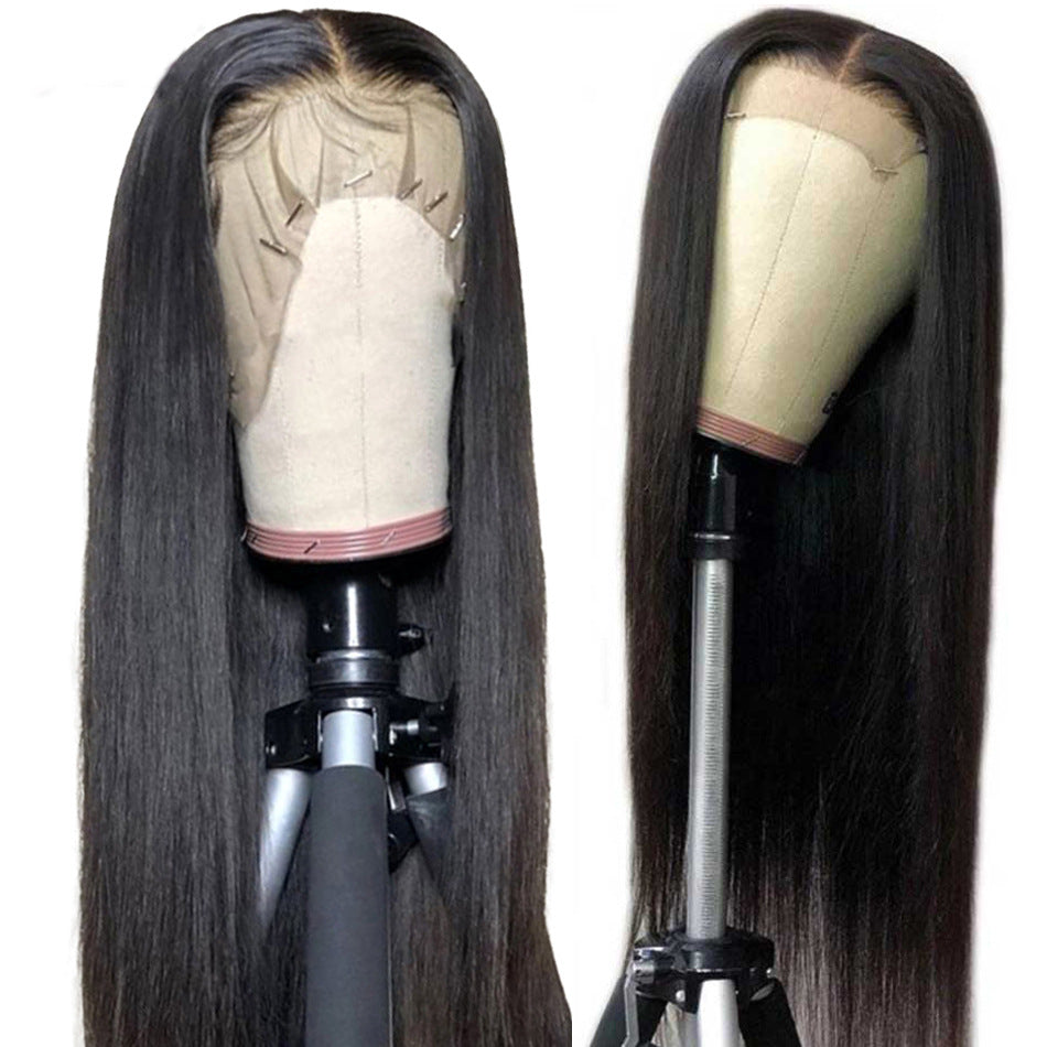 A215  New African Style Women Black Long Straight Wig, Middle Part Heat Resistant Synthetic Hair Wig