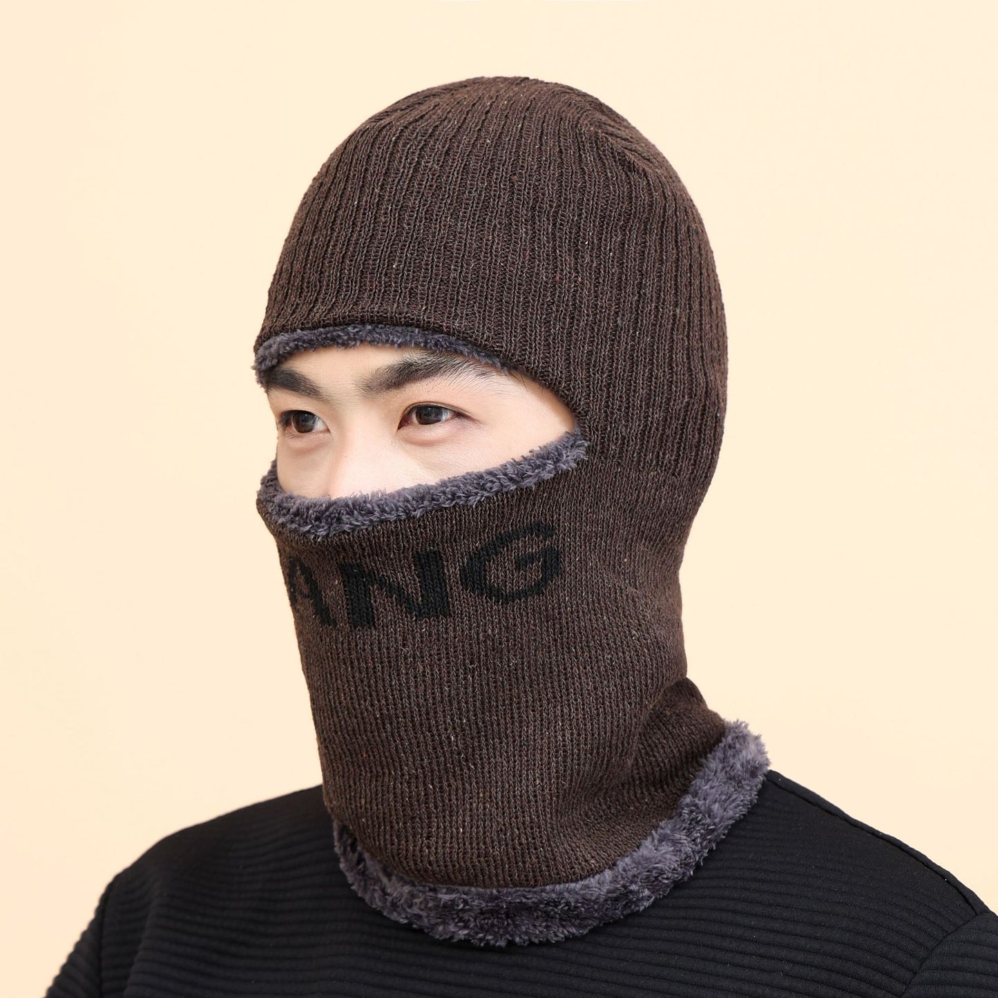 A290  Winter Hat Set with Ear Flaps and Fleece Lining Thickened Knit Hat and Scarf Two-Piece Set Autumn/Winter Wool Hat