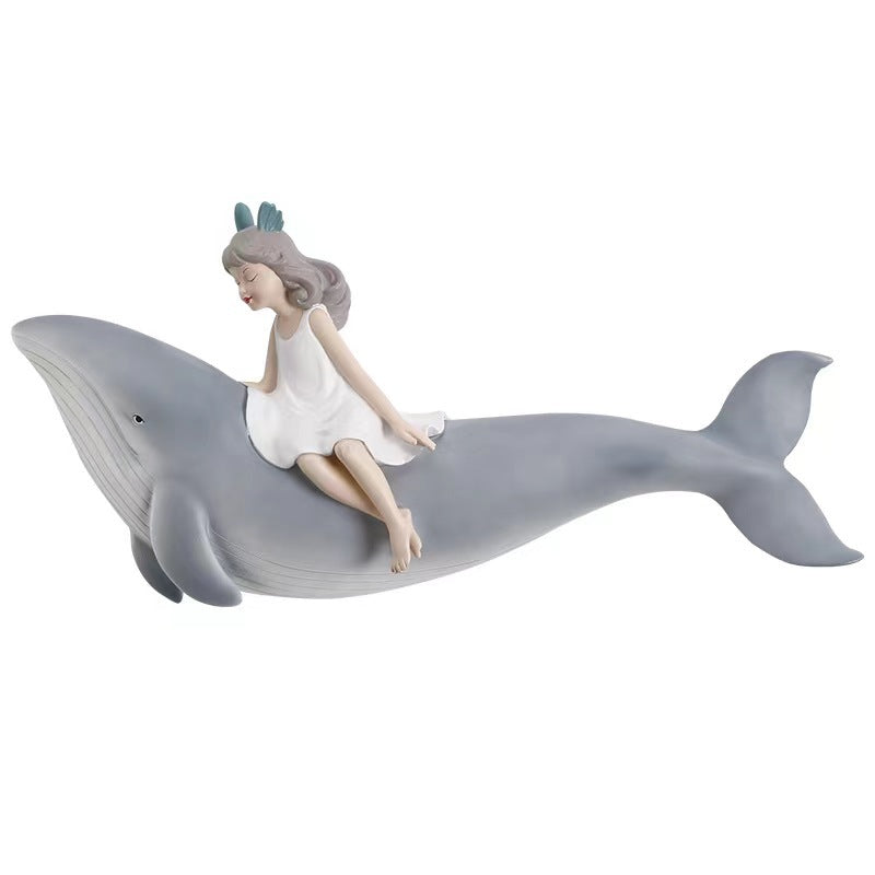 A200  Healing Style Mermaid Princess Decor Hanging, Dolphin Girl Kids Bedroom Wall Art Ornament