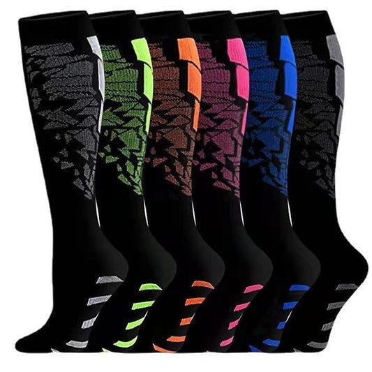 A356 --  6 pairs Sports Mid-Long Compression Socks Unisex Nylon Breathable Pressure Socks For Outdoor Running Cycling