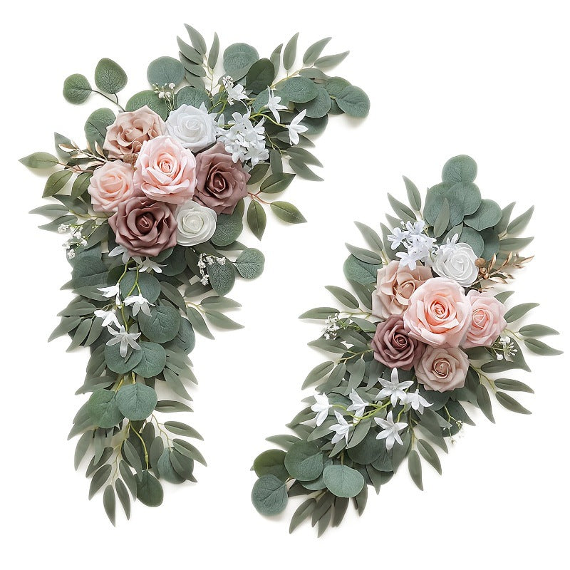 Faux Arch Flower Swag Set of 2 for Wedding Welcome Signs Floral Swag Wedding Reception Ceremony Signs Decor
