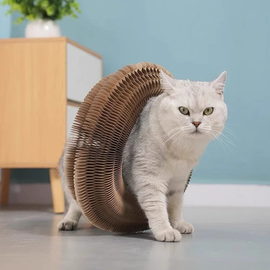 A366  Accordion-Style Cat Scratcher Bed: Durable, Lint-Free, Self-Entertaining Cat Toy—Corrugated Cardboard Scratching Board, a Must-Have for Cats