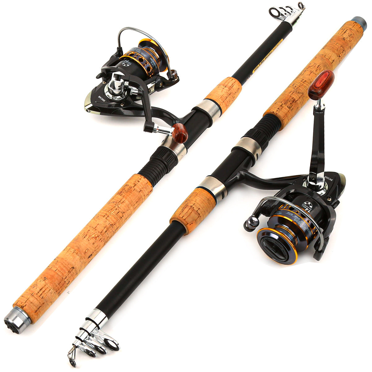 A240  Hot Sale Cork Handle Fiberglass Fishing Rod Combo, Long Throw Saltwater Lure Complete Kit