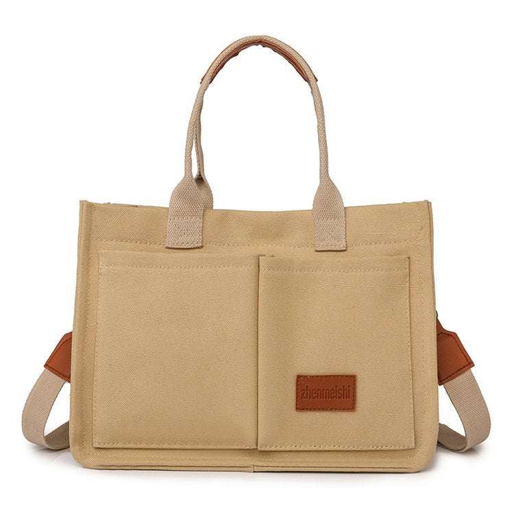 Canvas Tote Bag for Women with Zipper Closure & Individual Compartments for Work College for Teacher & Nurse