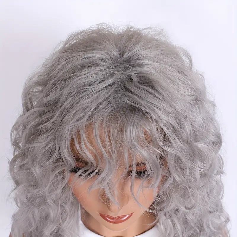 A236  High-Quality Kanekalon Body Wave Wig, Highlight Middle Part Natural Fluffy Wig for Women