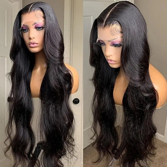 Lace Front Body Wave Long Wig, Pre Plucked Hairline Loose Wavy Human Hair Style Wig for Black Women