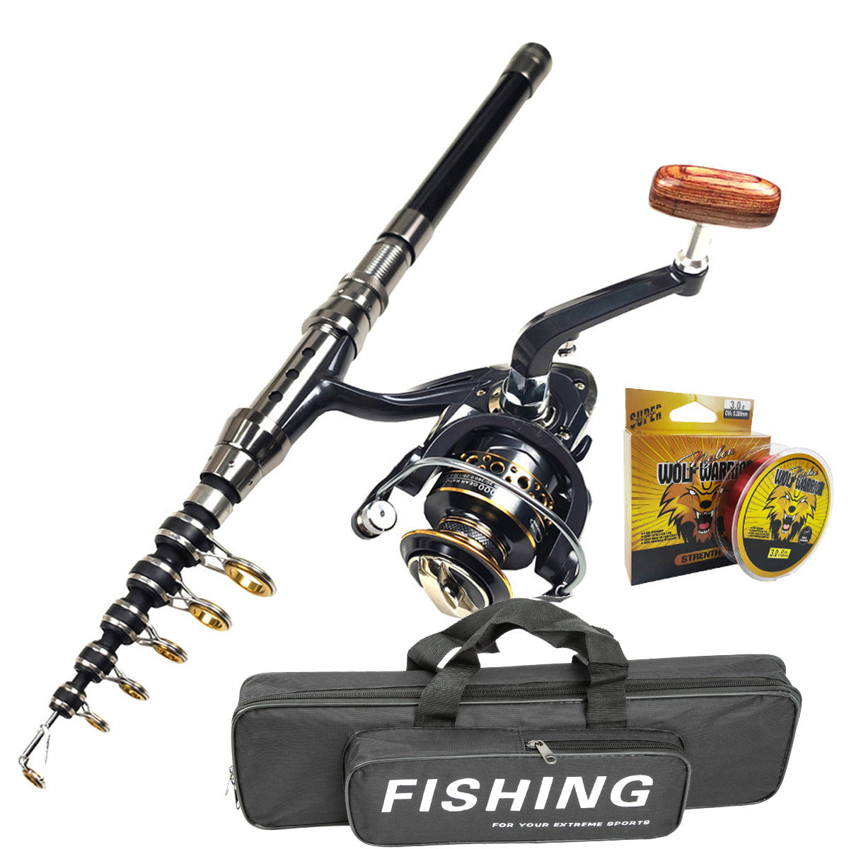 F348  Lure Fishing Rod Reel Full Set Long Casting Fishing Gear with Soft Lures Minnow Hooks Fishing Line