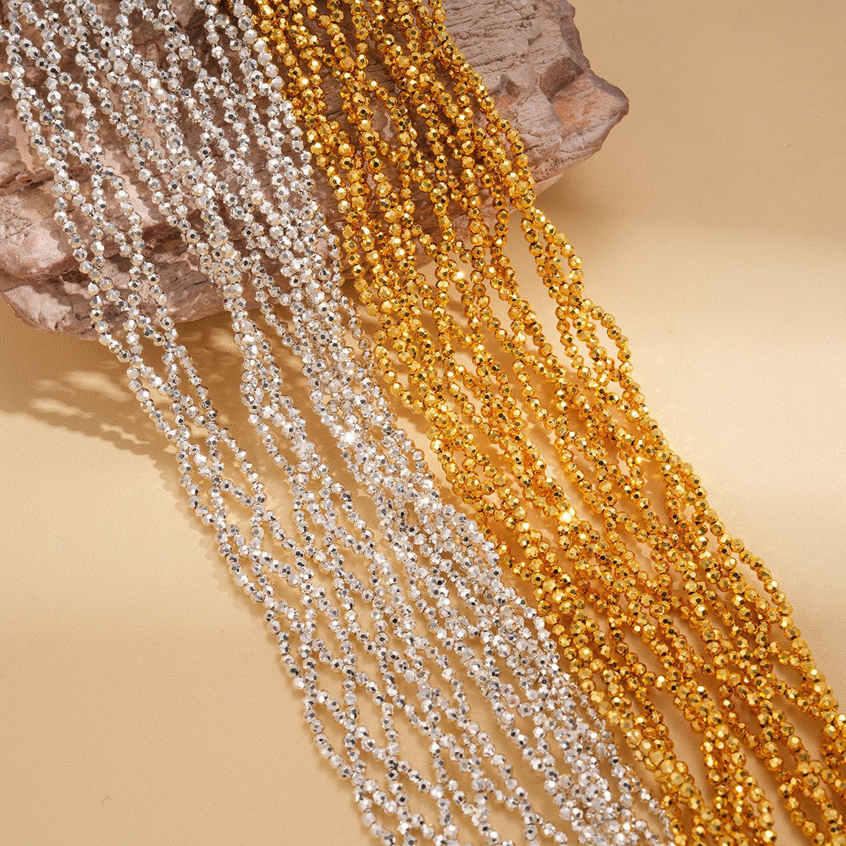 A205  Personality Metal Style Glass Long Necklace, Heavy Duty Design High-Grade Women Sweater Chain Accessory