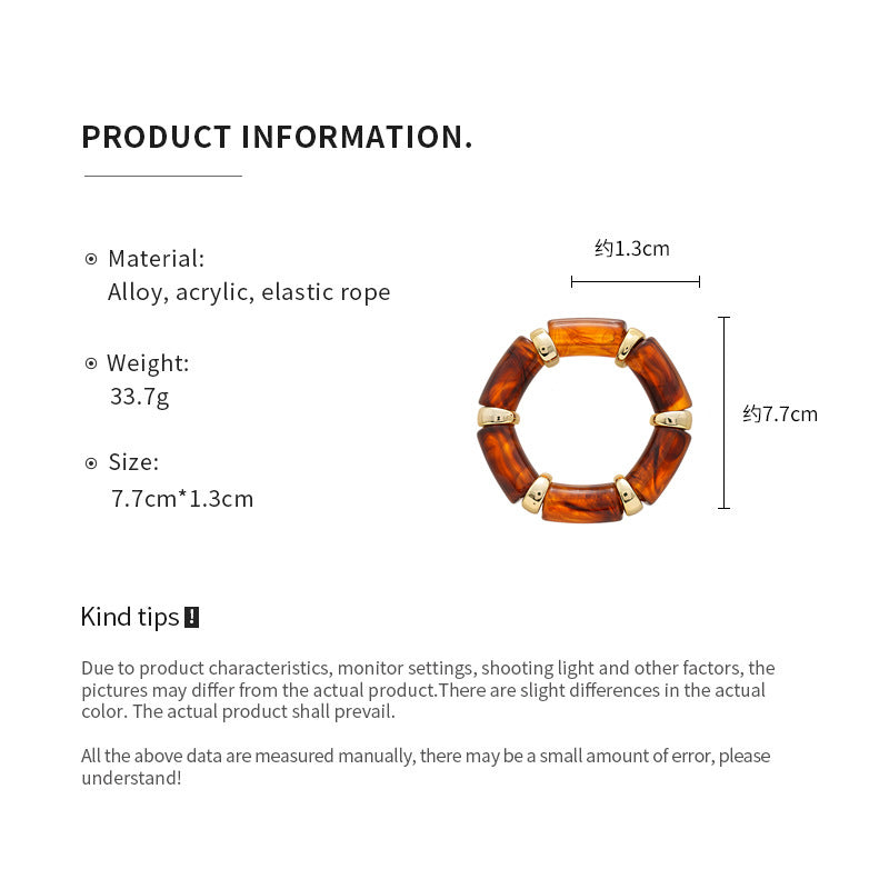 A203   Vintage Tie-Dye Geometric Acrylic Bracelet, Bamboo Stretch Design Unique High-Grade Jewelry for Women