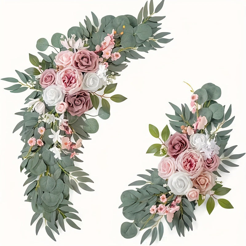 Faux Arch Flower Swag Set of 2 for Wedding Welcome Signs Floral Swag Wedding Reception Ceremony Signs Decor