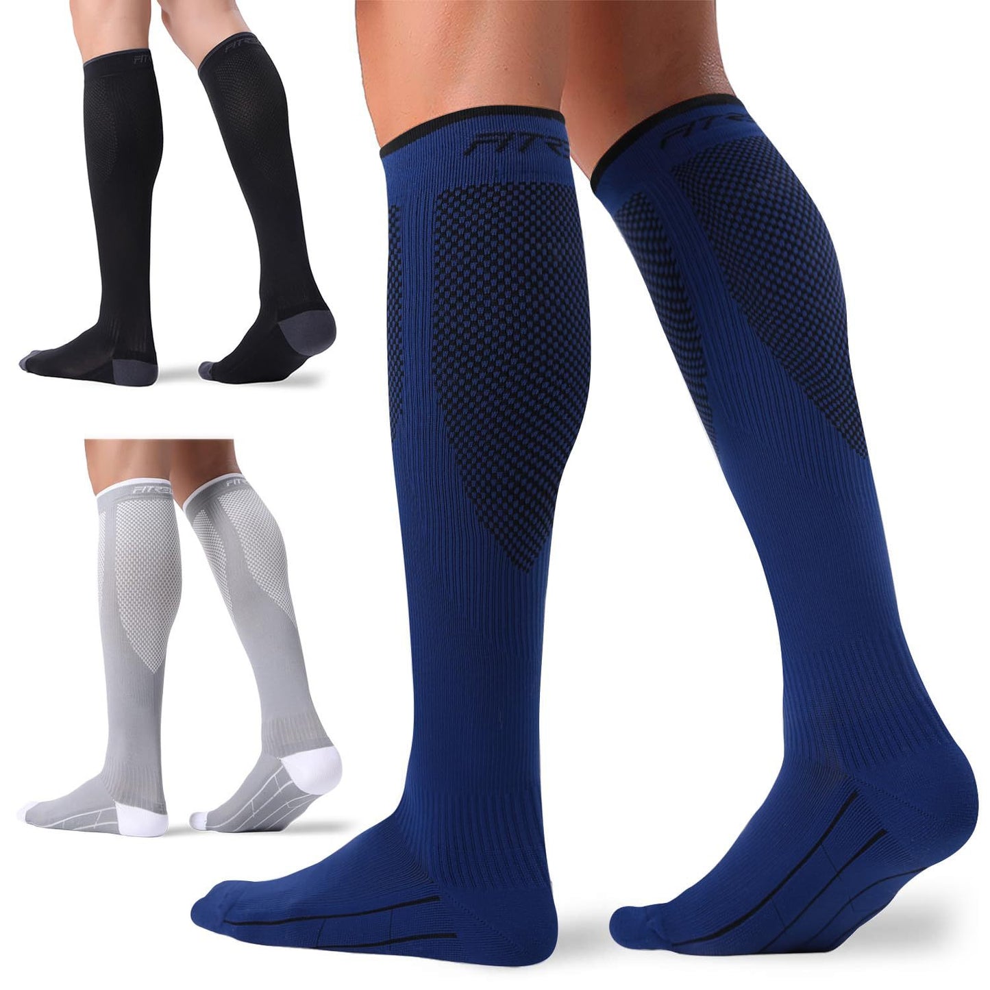 A355  --3 Pairs Compression Socks for Women and Men 20-30mmHg-Circulation Support Socks