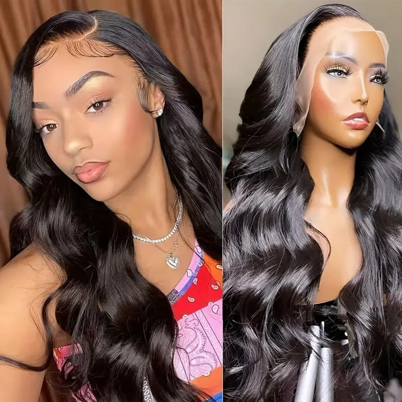 Lace Front Body Wave Long Wig, Pre Plucked Hairline Loose Wavy Human Hair Style Wig for Black Women