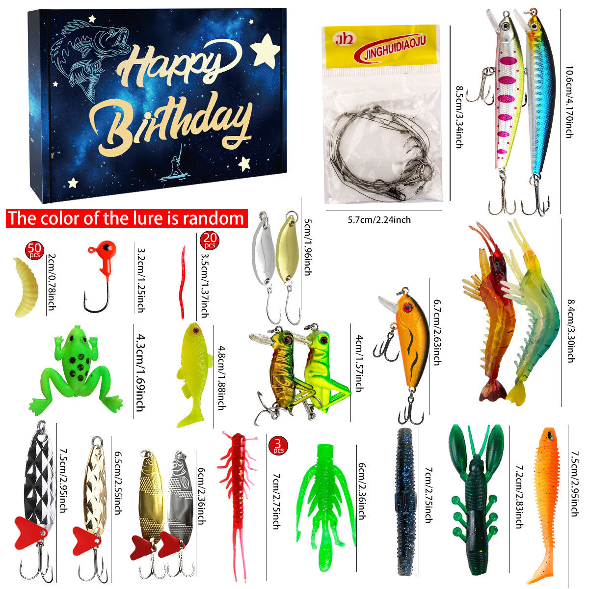 A245  Mystery Fishing Lures Set, Multi-purpose Fishing Kit for Largemouth Bass, Smallmouth Bass & Trout