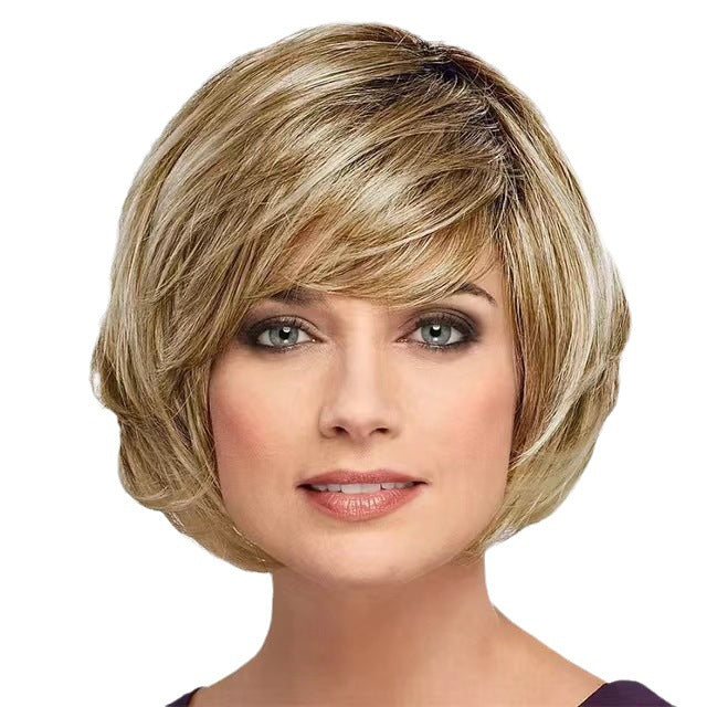 A269  Multi-Color Realistic Short Curly Wig, Side Bangs Bob, Versatile Commute Women's Wig