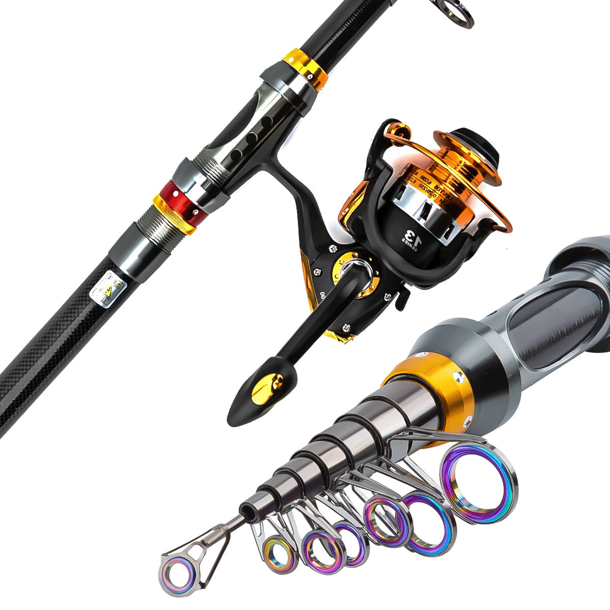 F345   Sea Fishing Long Casting Rod Set, Telescopic Lure Rod Complete Kit for Freshwater & Saltwater