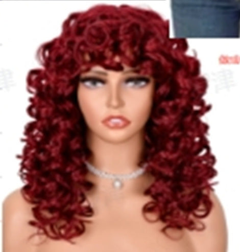 Brown Highlight Short Kinky Curly Synthetic Wig, Fluffy African Coily Wig for Black Women Daily Wear