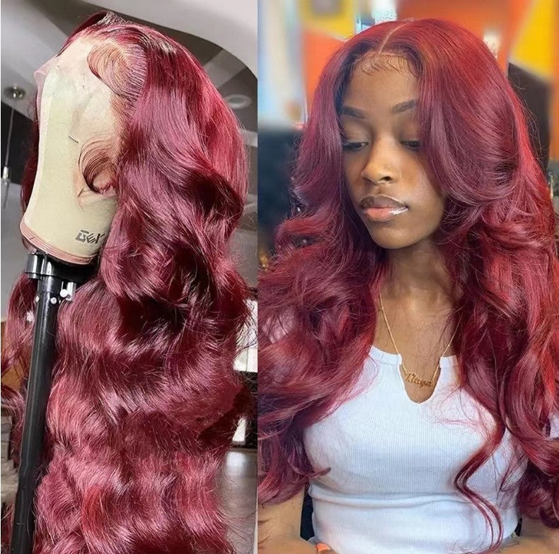A276  Middle Part Long Curly Body Wave Lace Front Wig, 30 Inch Machine Made Net Full Wig