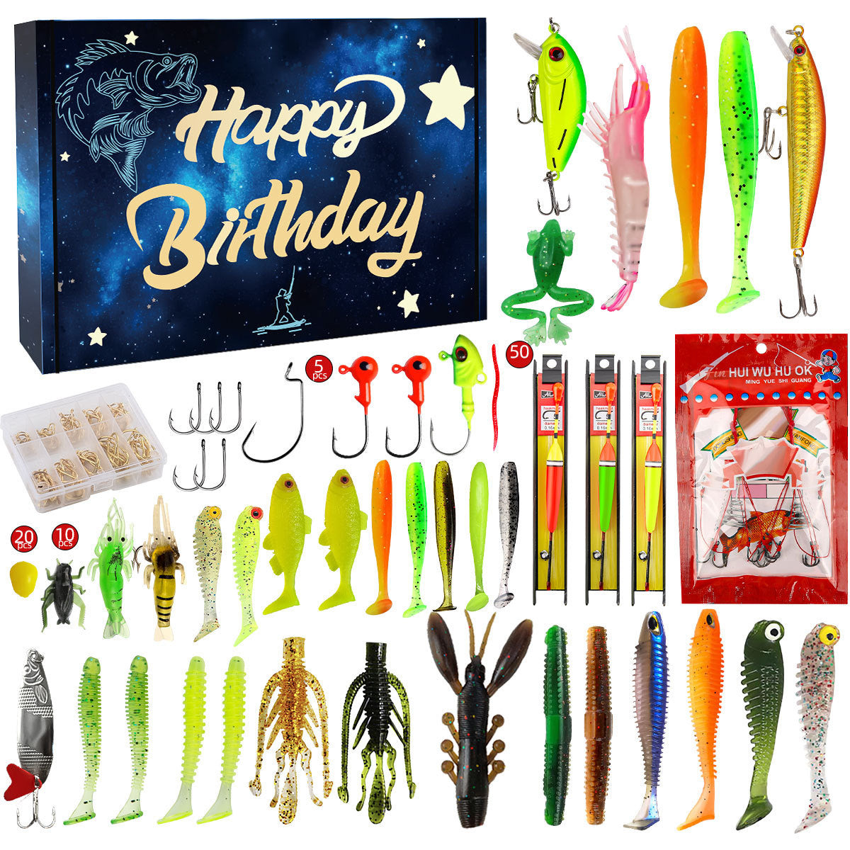 A245  Mystery Fishing Lures Set, Multi-purpose Fishing Kit for Largemouth Bass, Smallmouth Bass & Trout