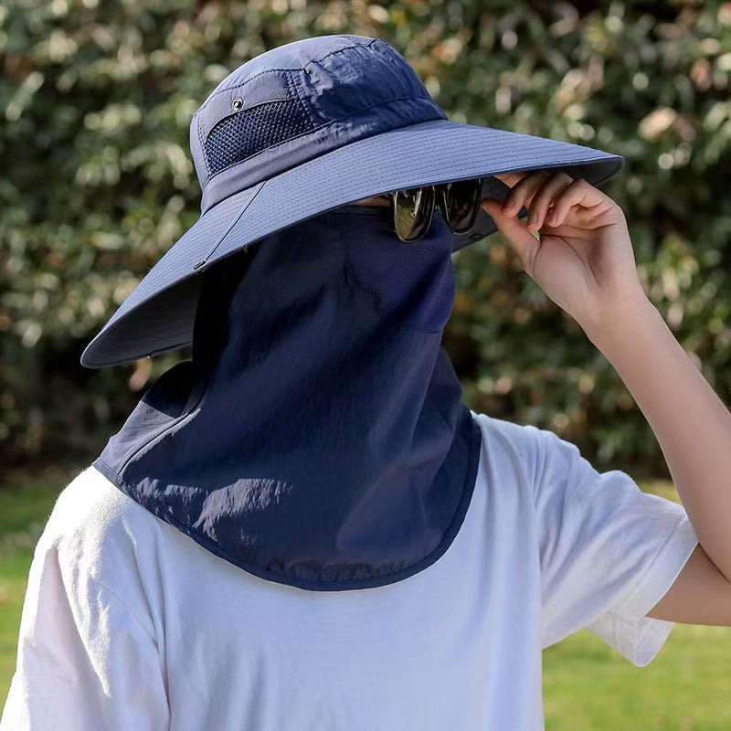 UPF50+ Wide Brim Sun Hat for Men, 360 Full Face Neck Cover Fishing Hat, UV Protection Outdoor Bucket Hat, Breathable Windproof Sun Cap for Cycling Gardening Hiking