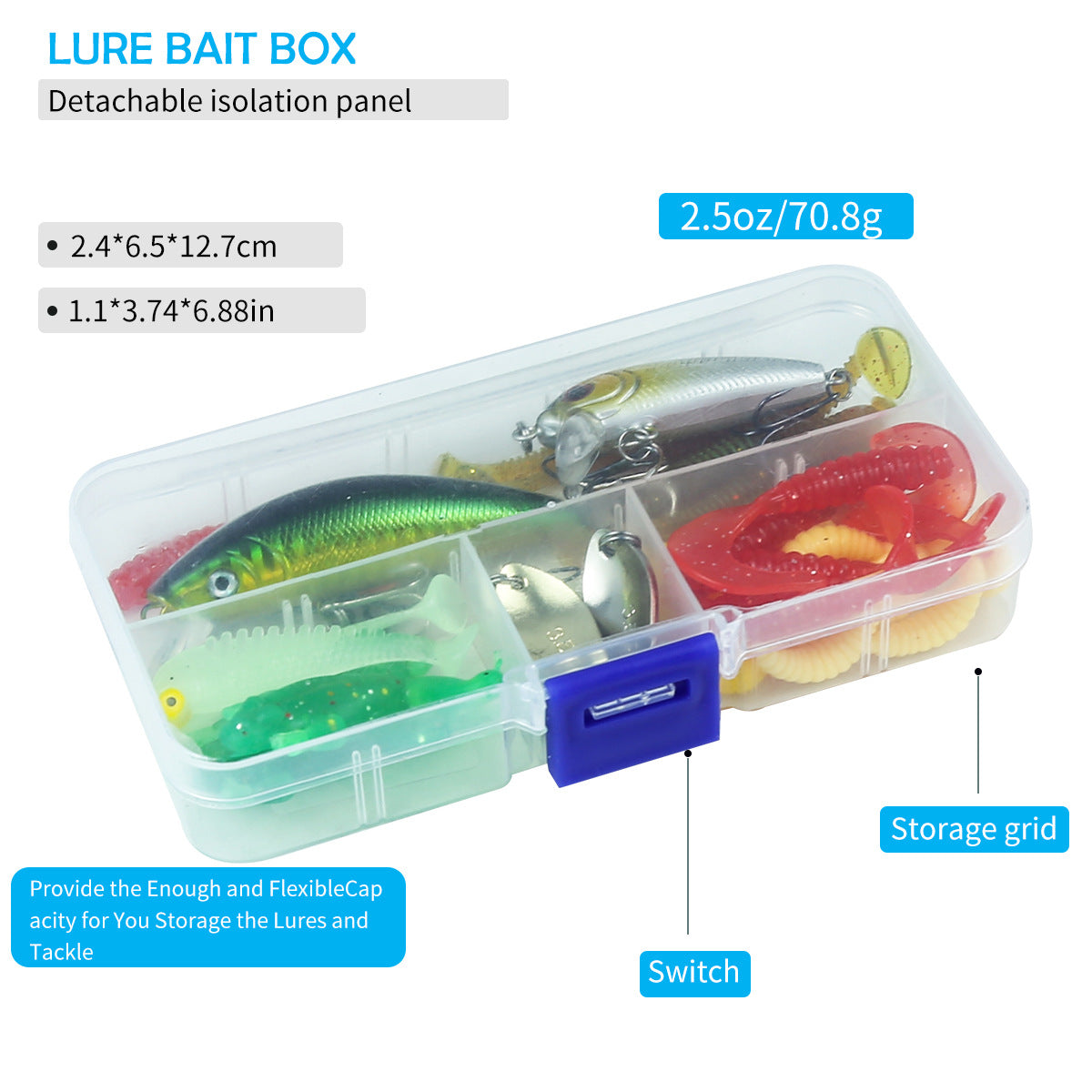 A243  Multifunctional Fishing Lures Combo, Glow Jigs Spoons Soft Lures Minnow Starter Fishing Kit