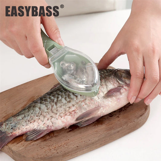 A263  Household Manual Fish Scaler, Covered Splash-proof Design, Kitchen Fish Scaling Tool