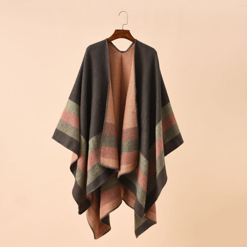 Shawl Wraps for Women, Elegant Knitted Cape Open Front Poncho Scarf Blanket Cardigan Coat for Spring, Autumn, and Winter