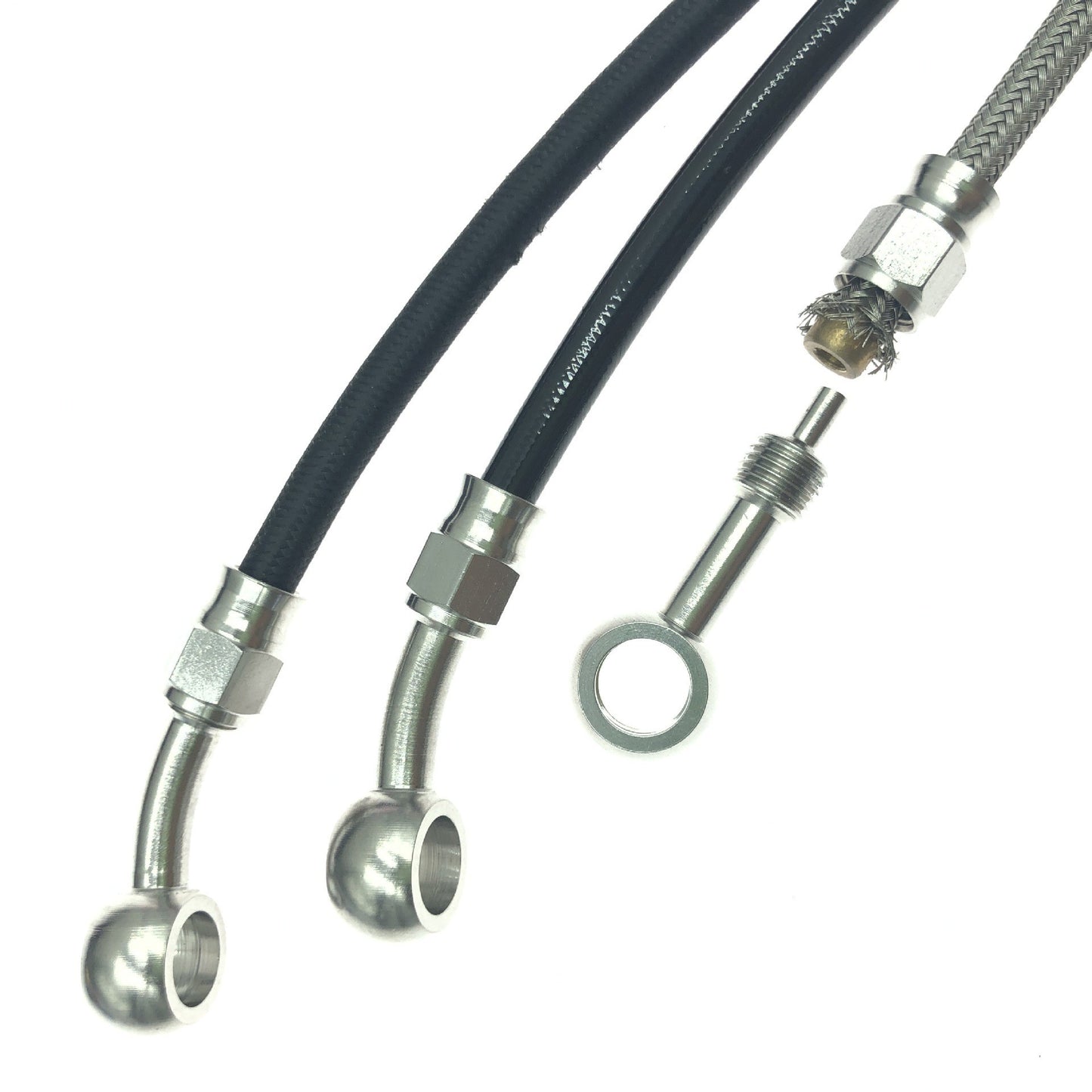 A308  AN3 Stainless Steel Brake Hose Fitting Eye End 0° 28° 90° for Brake Line Modification