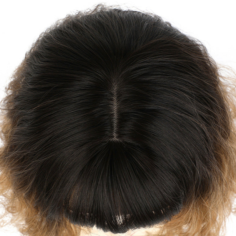 Black Brown Shoulder Wavy Bob Wig with Bangs