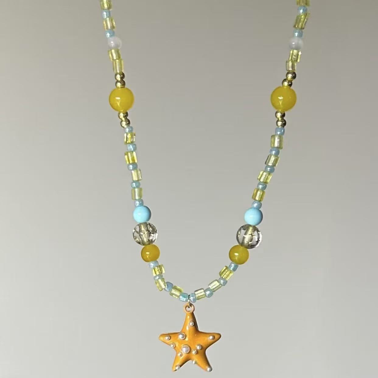A301  Fashion Dopamine Beaded Cat Necklace, Personality Sweet Style All-Match Choker Jewelry