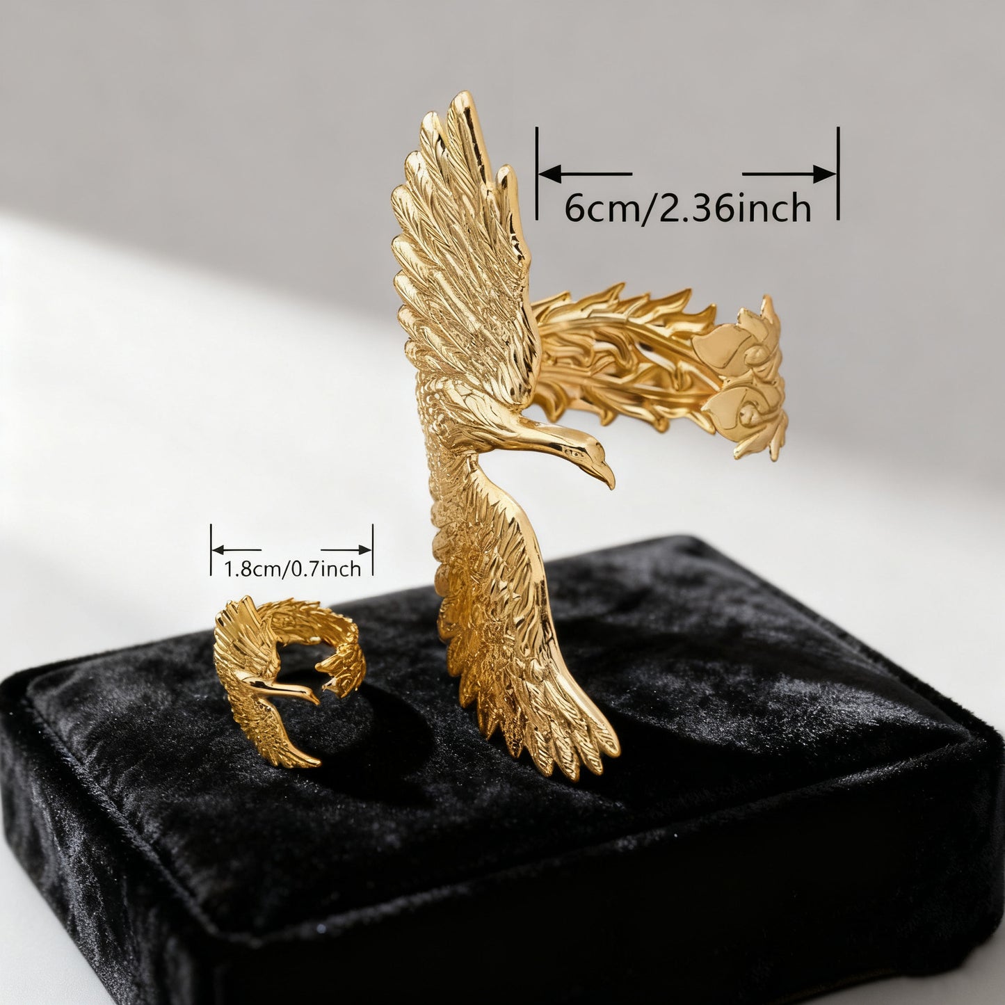New Phoenix Gold Bracelet Ring Set Elegant, Atmospheric, and Fashionable