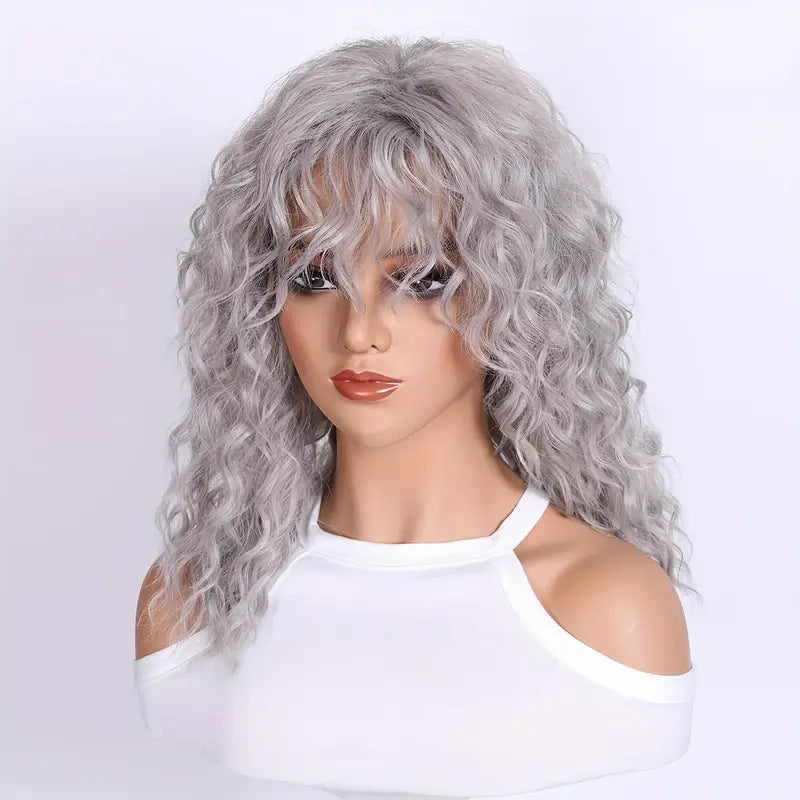 A236  High-Quality Kanekalon Body Wave Wig, Highlight Middle Part Natural Fluffy Wig for Women