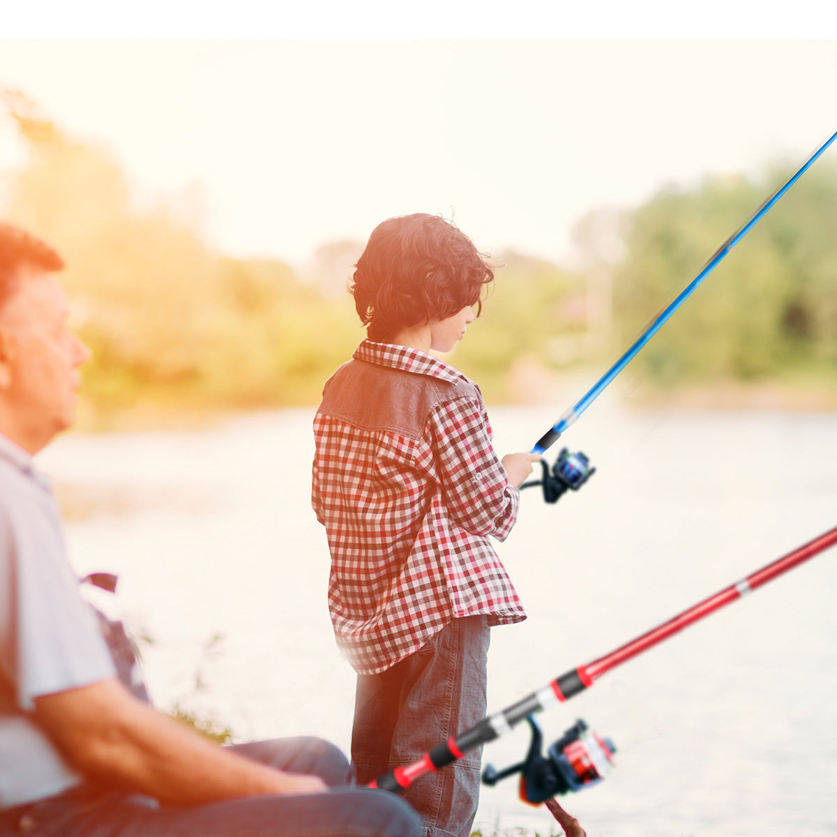 F347  Couple and Parent-Child Fishing Rod Combo 1.8m 2.1m Double Poles Reel Set Complete Fishing Gear