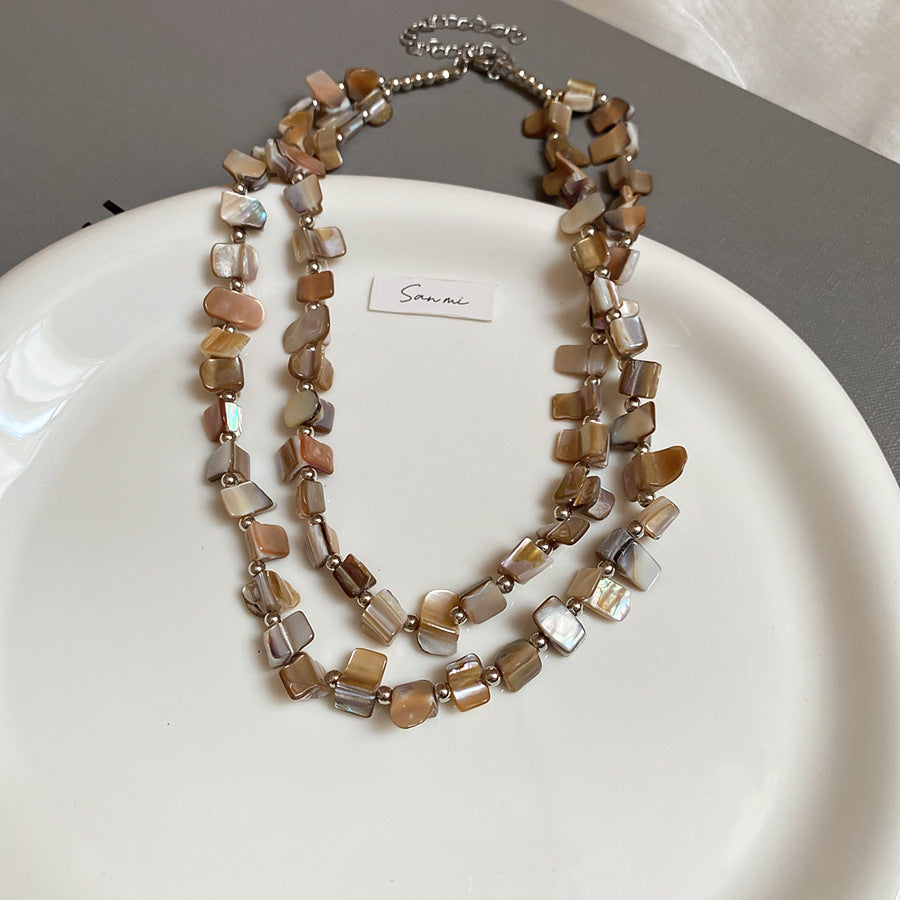 A302  Boho Shell Bead Turquoise Beaded Necklace, Light Luxury Minimalist Luxury Clavicle Necklace for Women