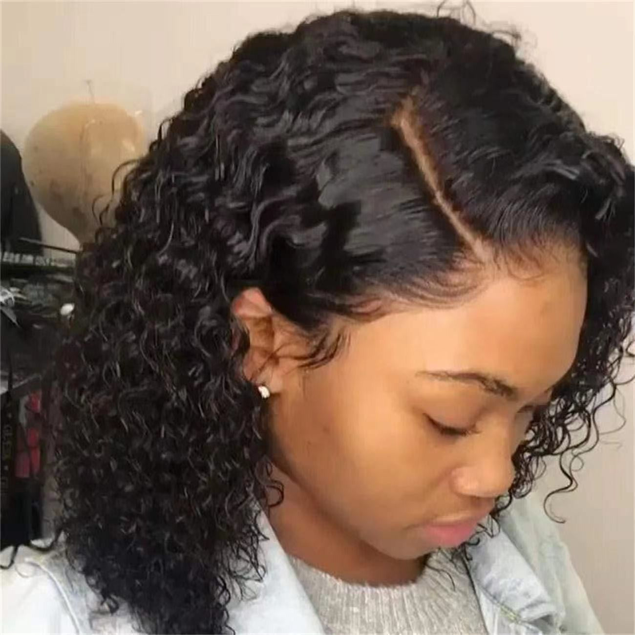 A335  Middle Part Short Tube Curly Wig Afro Kinky Synthetic Wig for Women