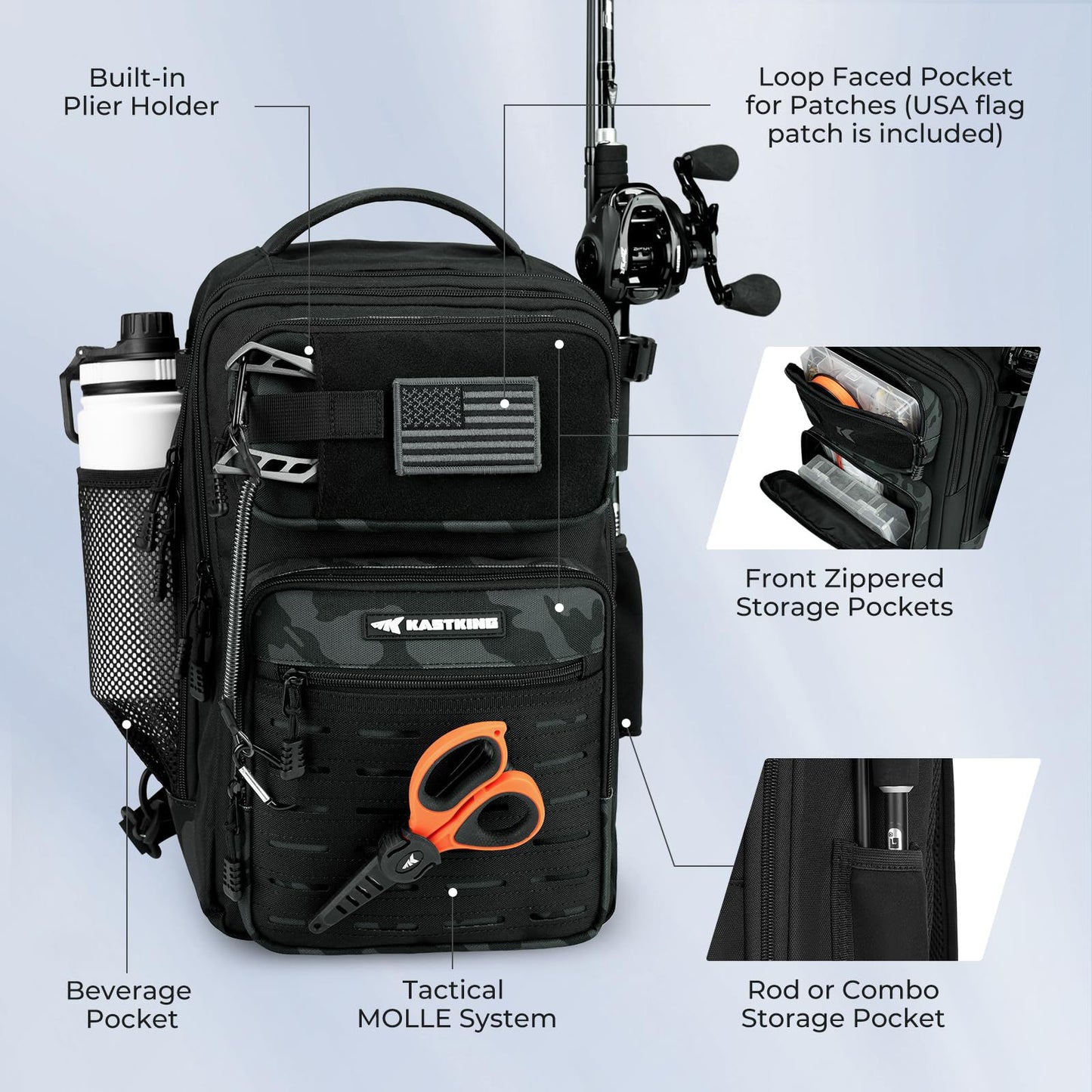 A160 Outdoor Multifunctional Fishing Backpack, Lightweight Large Capacity Fishing Gear Storage Bag