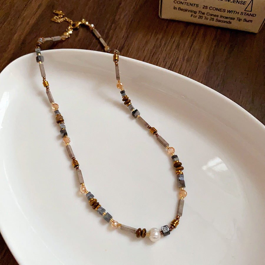 A302  Boho Shell Bead Turquoise Beaded Necklace, Light Luxury Minimalist Luxury Clavicle Necklace for Women