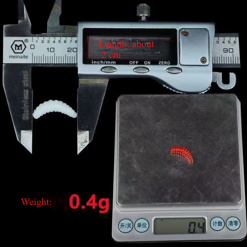 A165  Boxed Bionic Red Head Maggot Soft Lure, Fishing Bread Worm Soft Bait, Fishing Lure