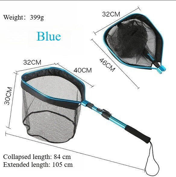 A221  Square Head Reinforced Silicone Landing Net, Foldable Portable Aluminum Alloy, Lure Stream Fishing Net