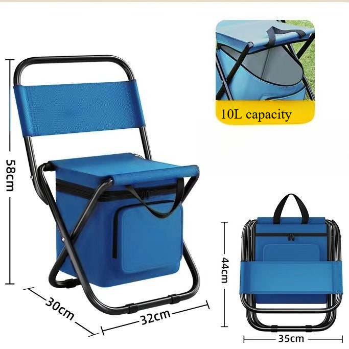 Fishing Chair with Cooler Bag Compact Fishing Stool Foldable Camping Chair