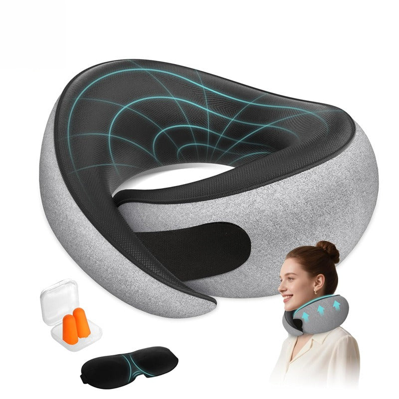 Travel Neck Pillows for Airplanes - 360° Ergonomic Memory Foam Travel Pillow - Relief Neck Pain with Breathable Support for Long Flights, Car, Train & Office Use - Adults & Kids (Gray)