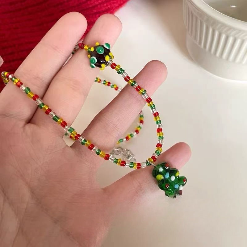A301  Fashion Dopamine Beaded Cat Necklace, Personality Sweet Style All-Match Choker Jewelry