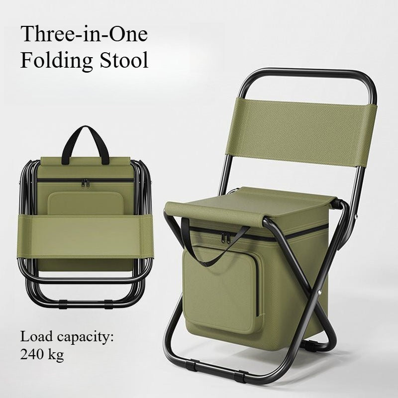 Fishing Chair with Cooler Bag Compact Fishing Stool Foldable Camping Chair