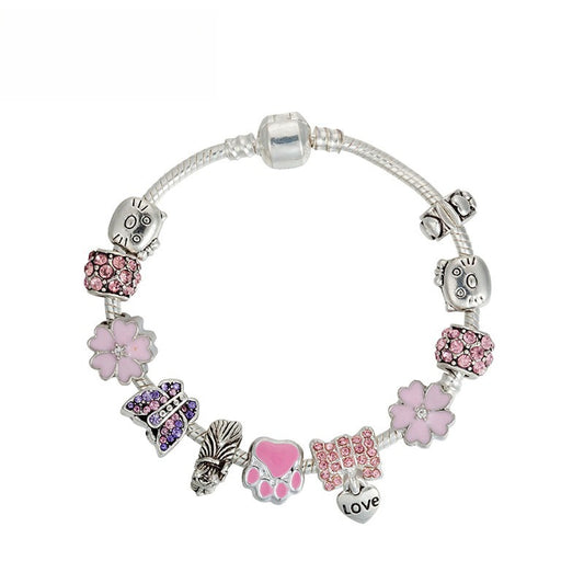 Butterfly Diamond-Studded Beaded Bracelet