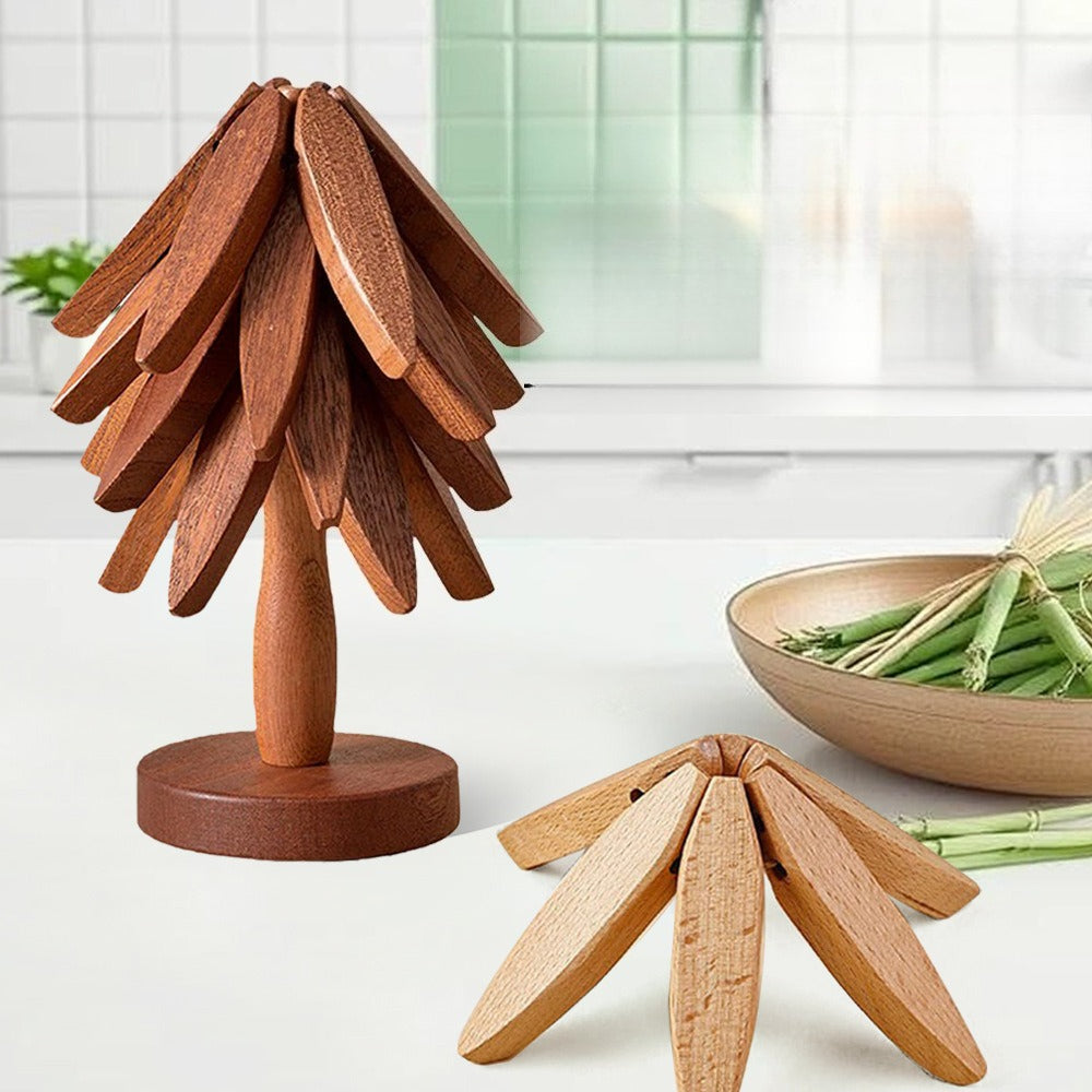 Wooden Tree Coasters Hot Plate Mats for Hot Dishes, Tree Coaster Set, Wooden Coasters for Hot Dishes, Pots, Bowls, Tea Kettles, Fondue Holders