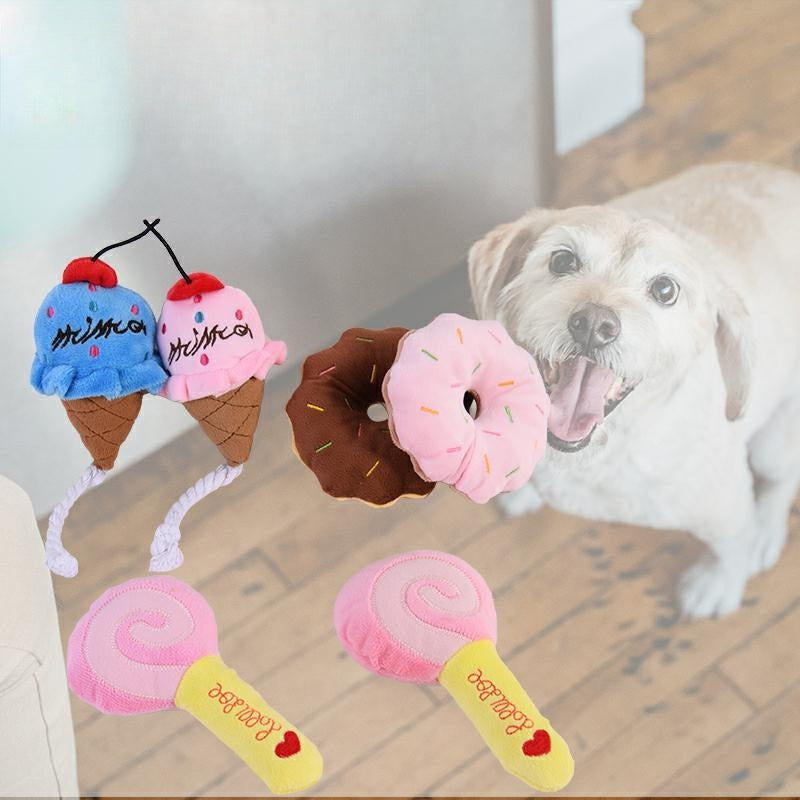 Dog Chew Toys for Training, Teething, and Dental Care Multiple Realistic Food-Shaped Plush Pet Toys