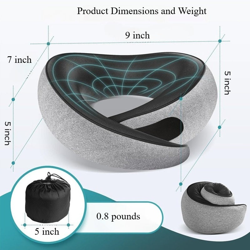 Travel Neck Pillows for Airplanes - 360° Ergonomic Memory Foam Travel Pillow - Relief Neck Pain with Breathable Support for Long Flights, Car, Train & Office Use - Adults & Kids (Gray)