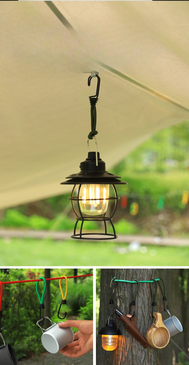 A294  Outdoor Tent Bungee Cord with Adjustable Buckle, Canopy Guy Rope, Ground Pegs, Multi-Function Camping Accessories
