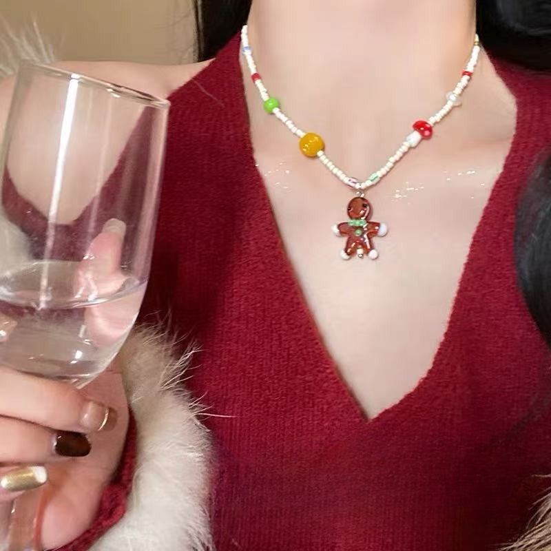 A301  Fashion Dopamine Beaded Cat Necklace, Personality Sweet Style All-Match Choker Jewelry
