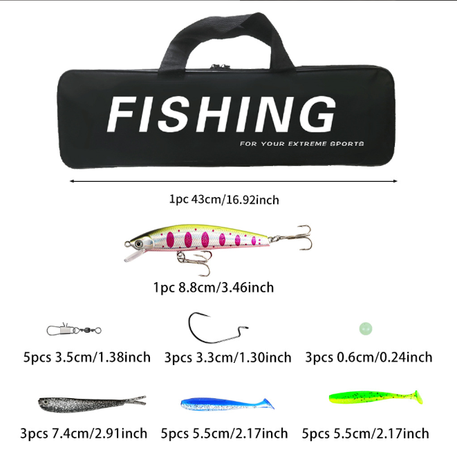 180CM Telescopic Green Fishing Rod and Reel Combo, Full Tackle Kit with Pre-Loaded Fishing Reel, Bait Lures, Storage Bag, Lightweight Travel Fishing Gear for Anglers