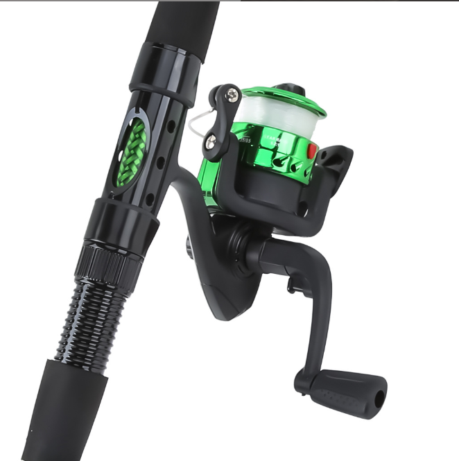 180CM Telescopic Green Fishing Rod and Reel Combo, Full Tackle Kit with Pre-Loaded Fishing Reel, Bait Lures, Storage Bag, Lightweight Travel Fishing Gear for Anglers